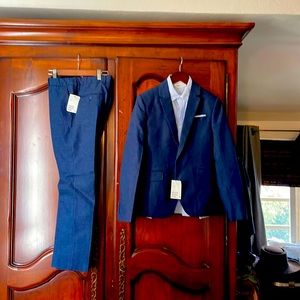 H&M boys Sz 11/12Y heathered blue suit NWT